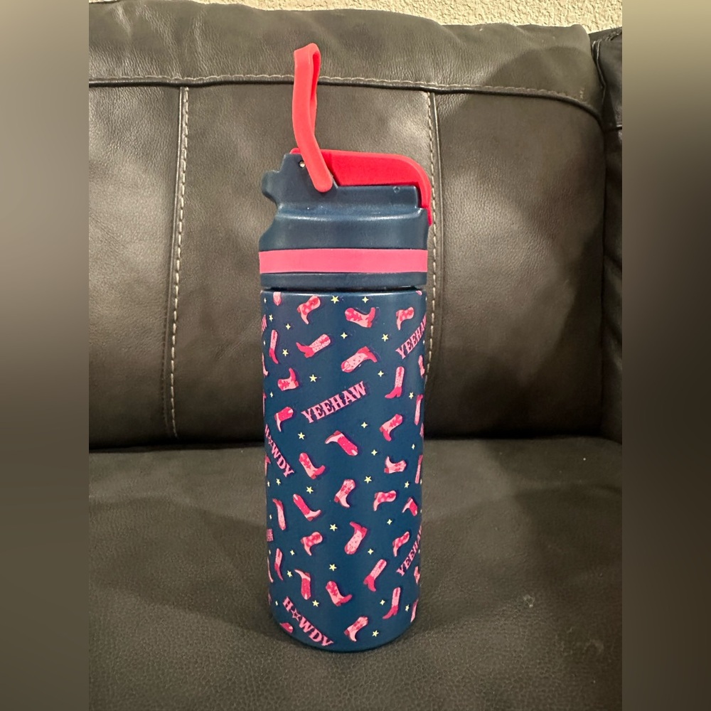 Navy and Pink Yeehaw Water Bottle